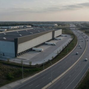 warehouse for computer equipment near a highway